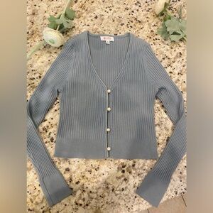 WAYF ‘98 Frenchie Ribbed Cardigan Oasis Blue